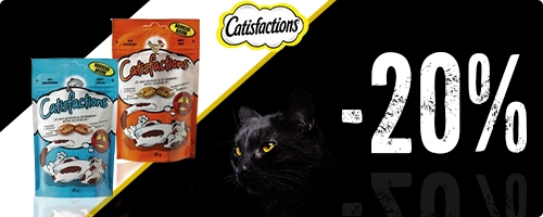 Sconto del 20% sui deliziosi snack per gatti Catisfactions 